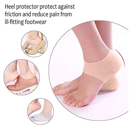 1 Pair Silicone Gel Heel Pad Socks for Pain Relief & Anti Crack Heel - Image 2