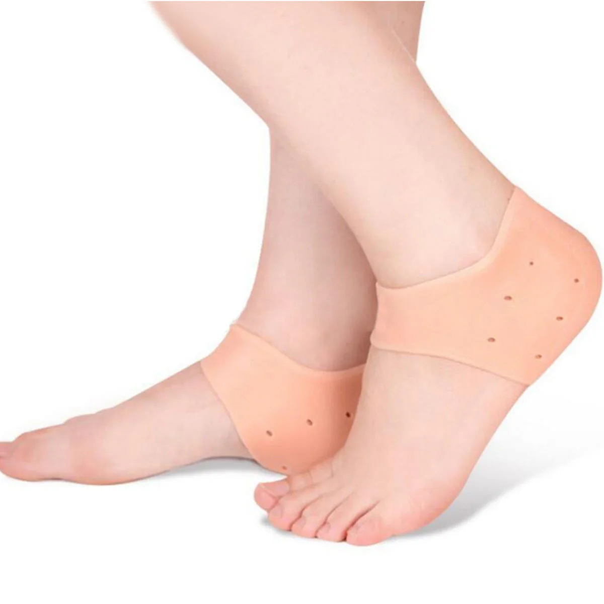 1 Pair Silicone Gel Heel Pad Socks for Pain Relief & Anti Crack Heel - Image 3
