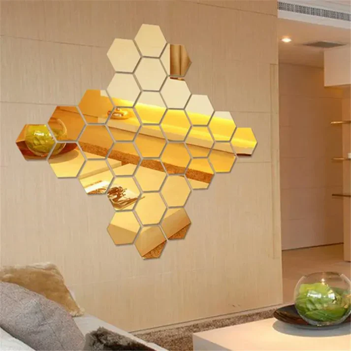 10PCs Hexagon Wall Mirror Sticker (3x3 inch) - Image 4
