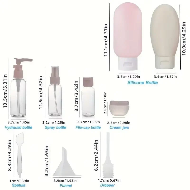 11PCs Reusable Travel Bottle Set With Pouch - Image 8