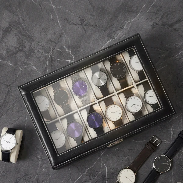 12 Slot Leather Watch Organizer Box - Image 6