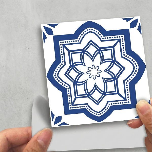 12pcs Blue & White Tile Stickers – Waterproof Peel & Stick Home Decor - Image 2