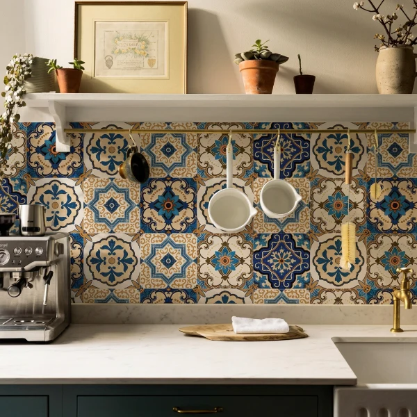 12pcs Blue & White Tile Stickers – Waterproof Peel & Stick Home Decor - Image 4