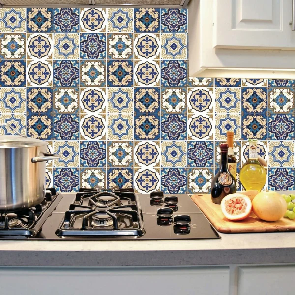 12pcs Blue & White Tile Stickers – Waterproof Peel & Stick Home Decor - Image 5