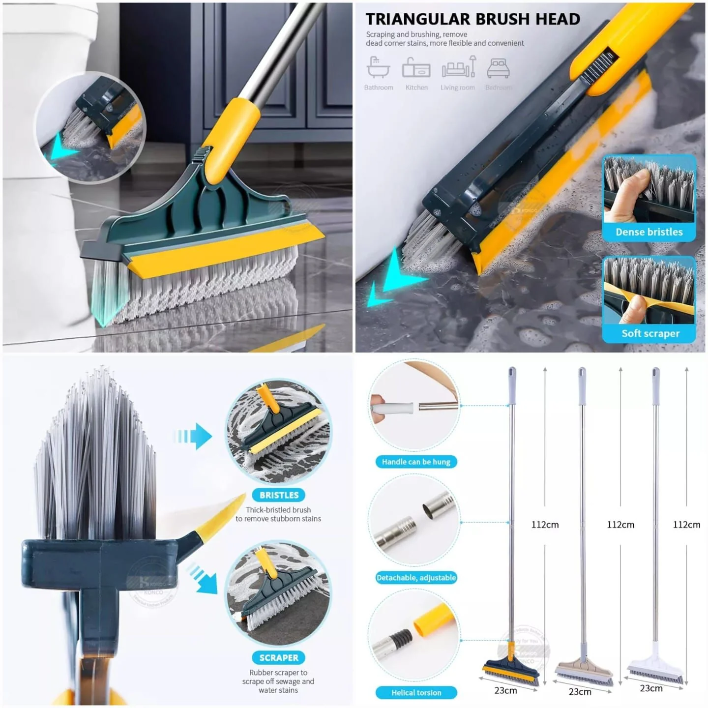 2 In 1 Floor Scrub Cleaning Brush With Removable Long Handle. - Image 6