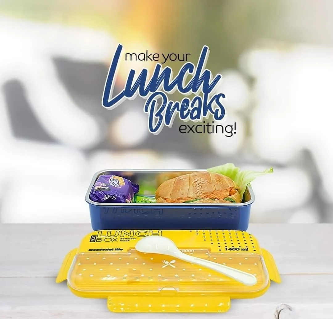 2 Portion Stainless Steel Lunch Box With Spoon - Image 4
