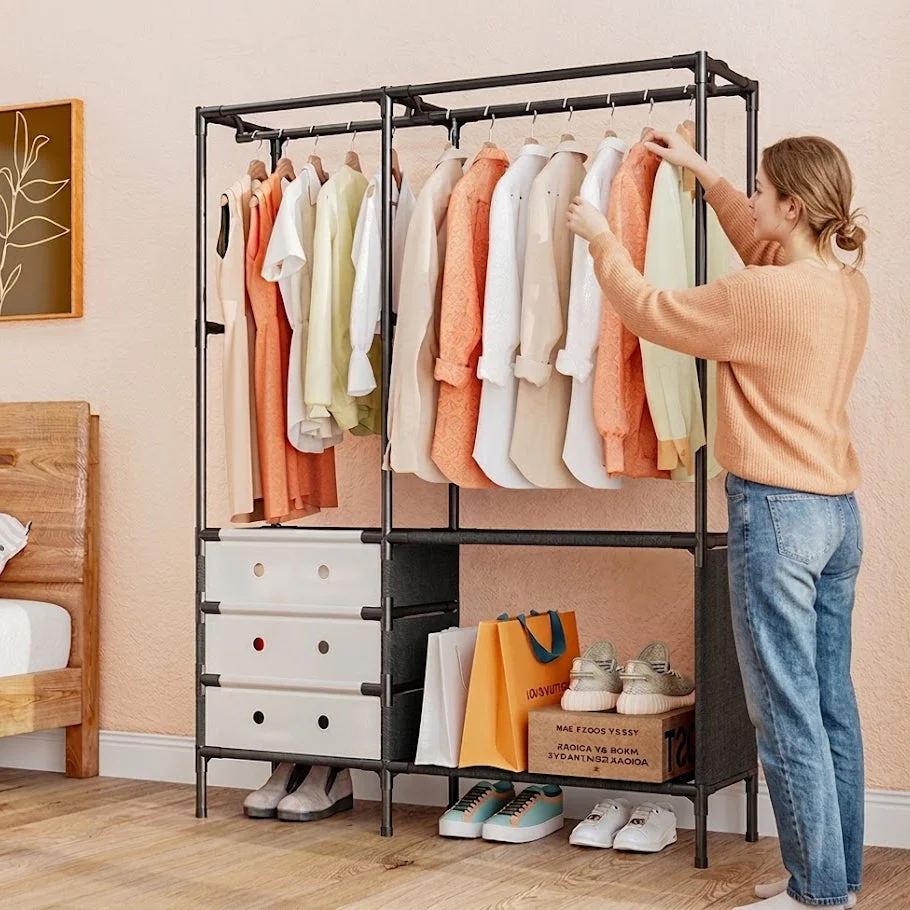 2 Row Metal Multifunctional Clothes Rack - Image 3