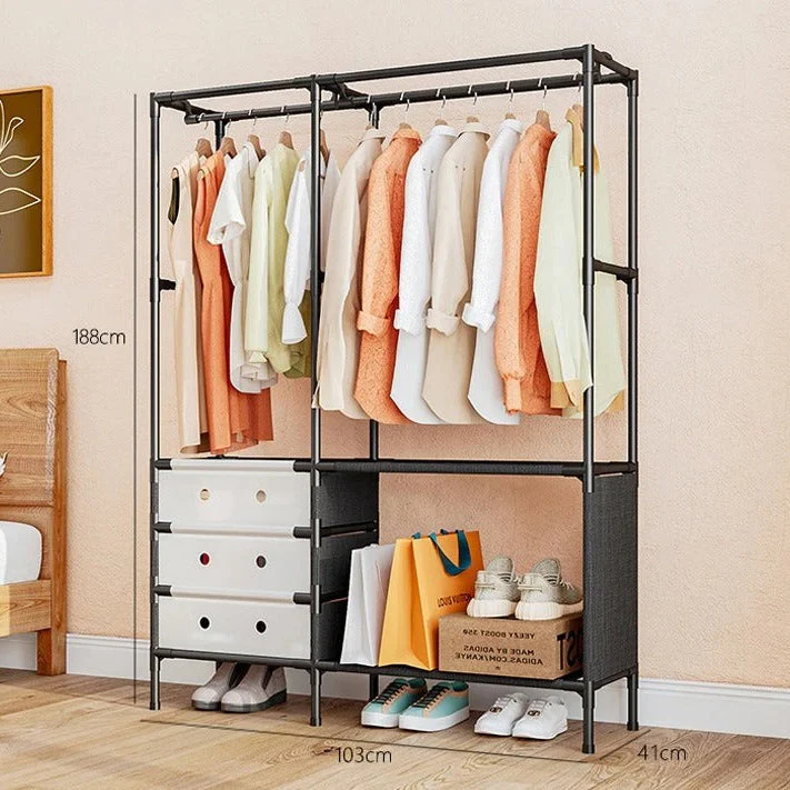 2 Row Metal Multifunctional Clothes Rack - Image 4