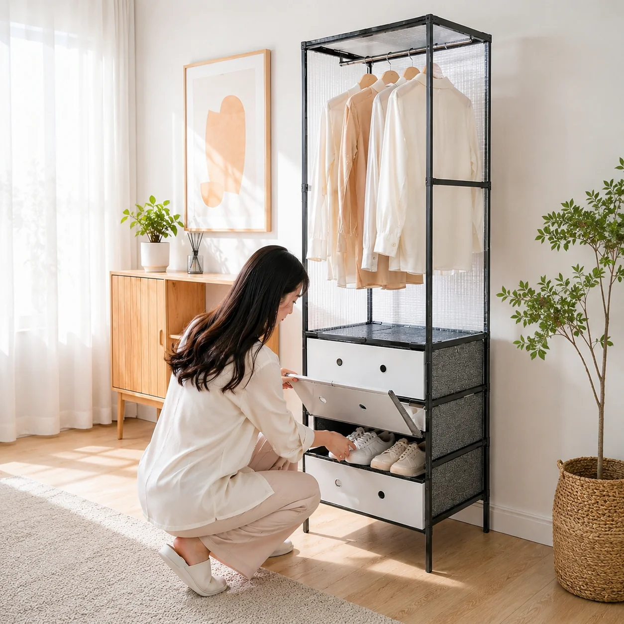 Multi tier Cloth Storage Rack With 3 Drawers - Image 2