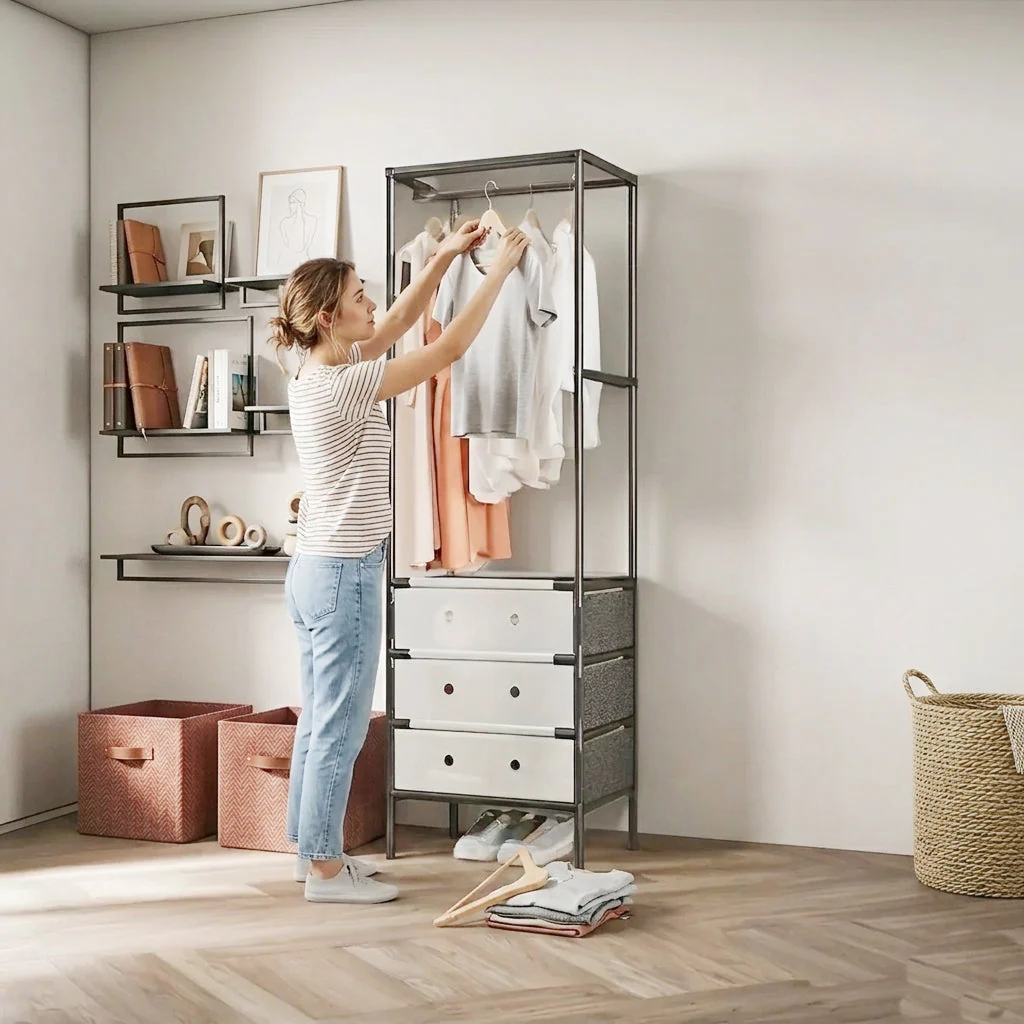 Multi tier Cloth Storage Rack With 3 Drawers - Image 3