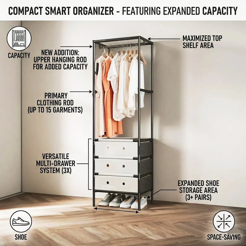 Multi tier Cloth Storage Rack With 3 Drawers - Image 4