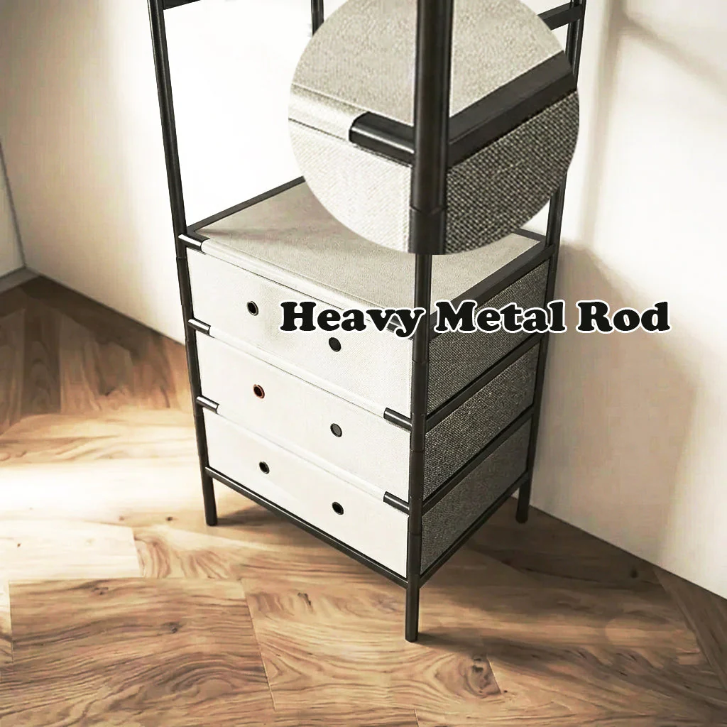 Multi tier Cloth Storage Rack With 3 Drawers - Image 5