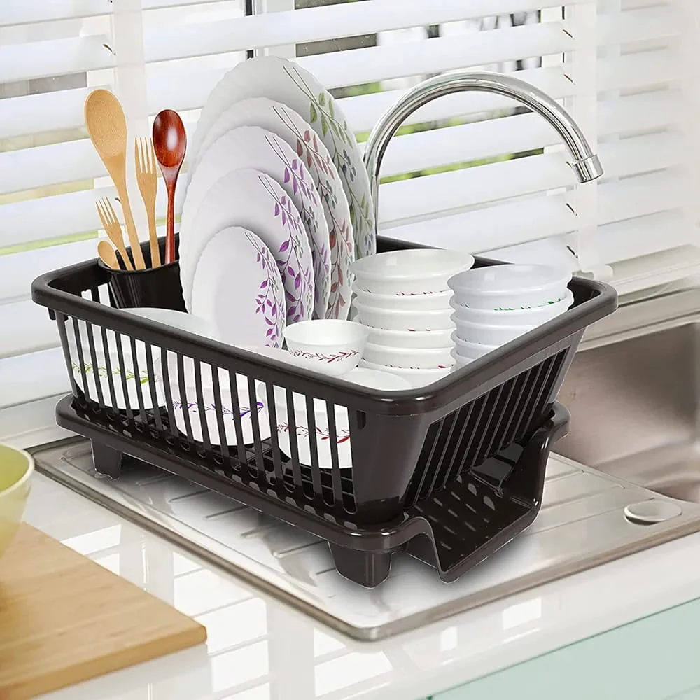 3 in 1 Large Durable Plastic Kitchen Sink Dish Drainer Rack - Image 3