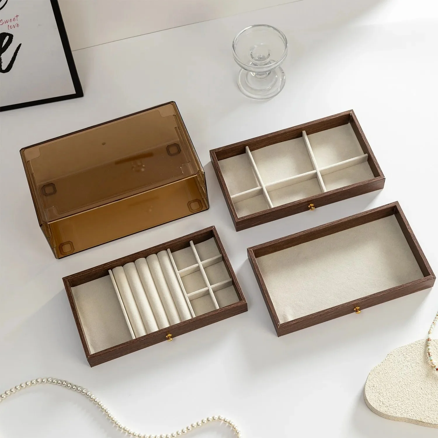 3 Layer Premium Wooden Jewelry Organizer Box - Image 5