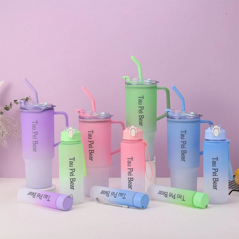 3-Pack Tumbler Bottles with Lids and Straws (Plastic)