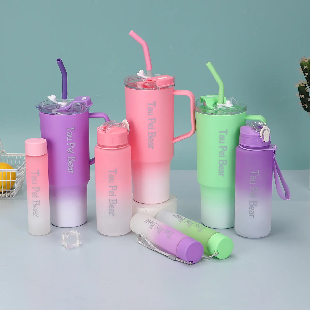 3-Pack Tumbler Bottles with Lids and Straws (Plastic) - Image 2