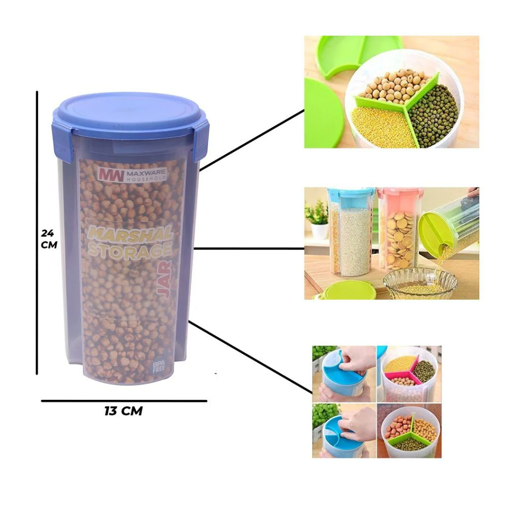 3 Portions Air Tight Storage Container for Multipurpose Use - Image 4