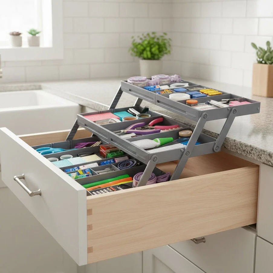 3-Tier Smart Drawer Organizer for Desk Storage - Image 3