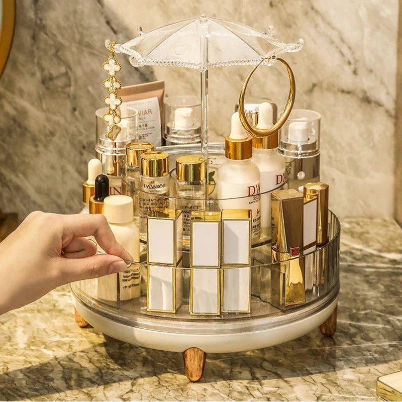 360 Rotating Acrylic Umbrella Cosmetic Organizer