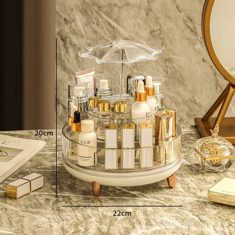 360 Rotating Acrylic Umbrella Cosmetic Organizer - Image 4