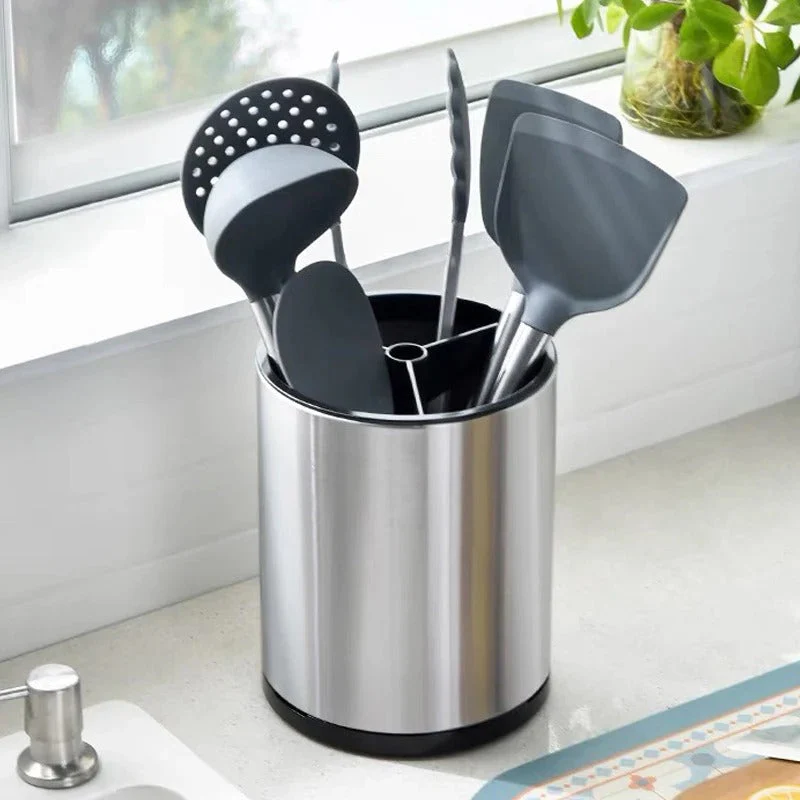 360° Rotating Stainless Steel Cutlery Holder