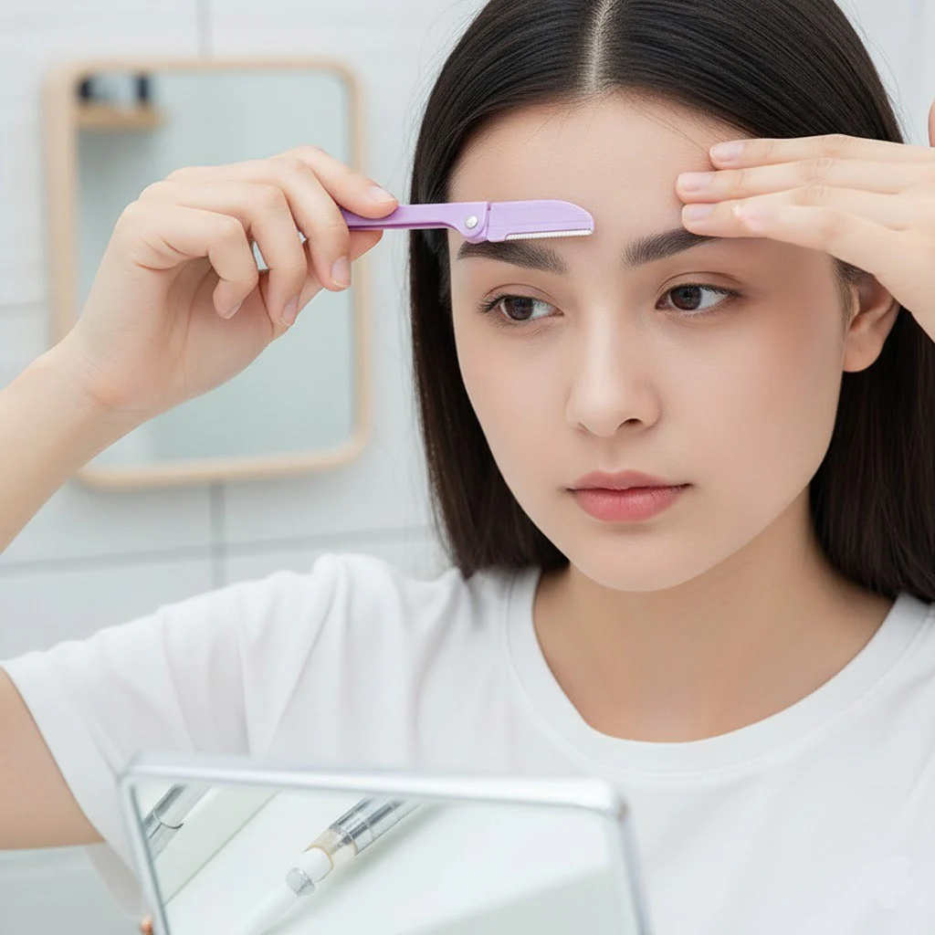 3PCs Folding Eyebrow Razor with Handle