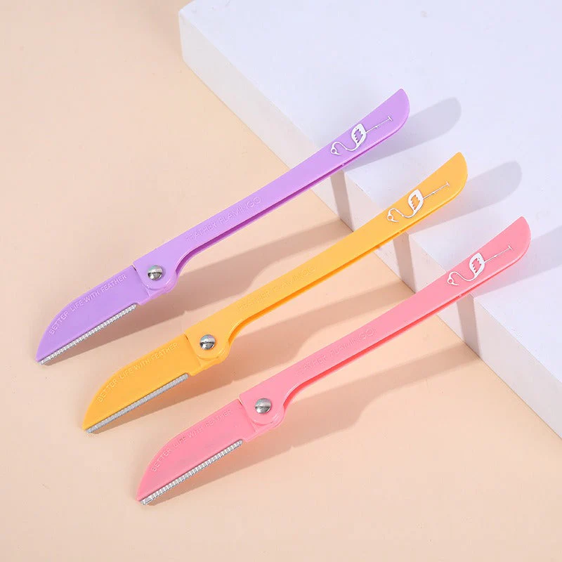 3PCs Folding Eyebrow Razor with Handle - Image 2