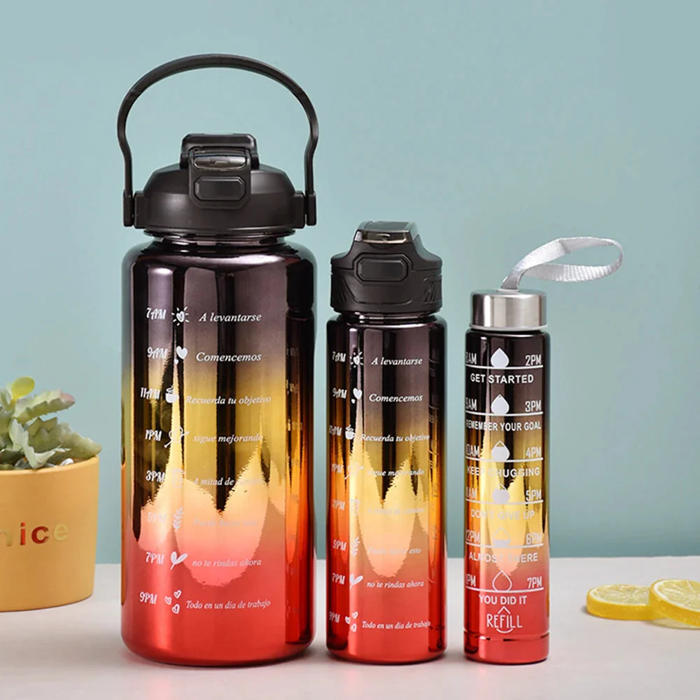 3Pcs Leakproof Water Bottle with Times - Image 2