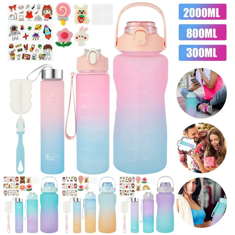 3Pcs Leakproof Water Bottle with Times - Image 9