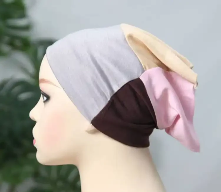 4 in 1 Muslim hijab cap Random Colors - Image 2