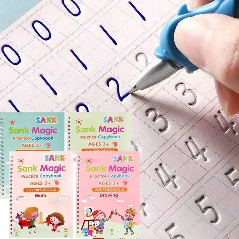 Sank Magic Practice Copybook Pen Preschools Kids 4-Pcs