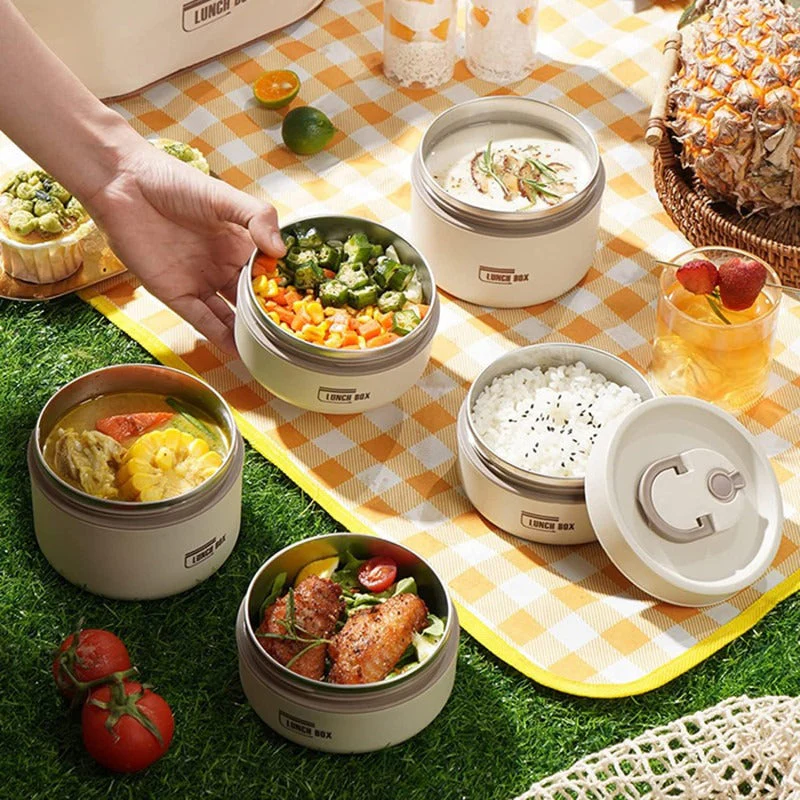 4PCs Stainless Steel Heat Insulated Lunch Boxes With Thermal Bag - Image 4