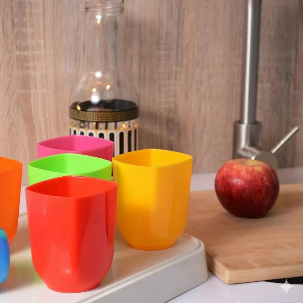 6PCs Plastic Square Water Glass Set - Image 4