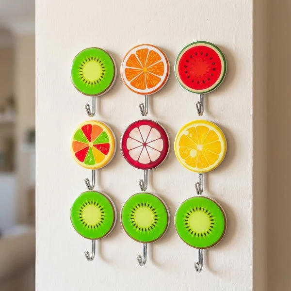 9PCs Fruits Shape Sticky Wall Hooks - Image 2