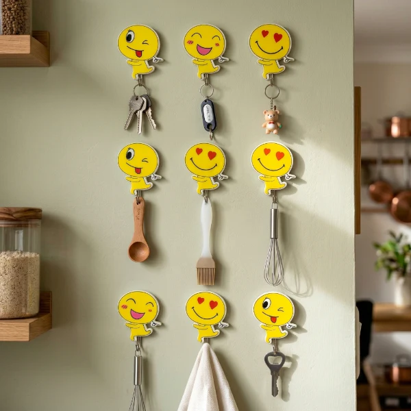9PCs Emoji Self-Adhesive Wall Hook - Image 2