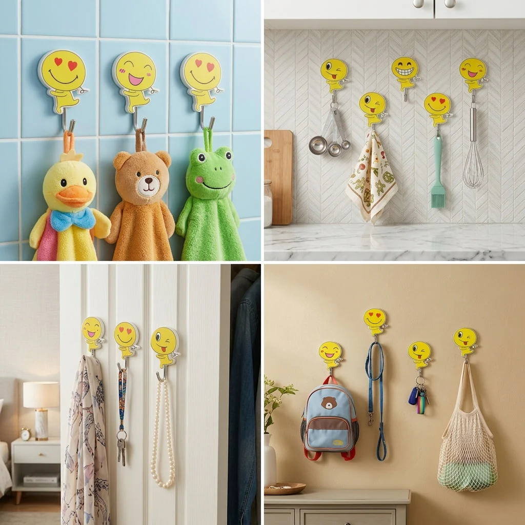 9PCs Emoji Self-Adhesive Wall Hook - Image 5