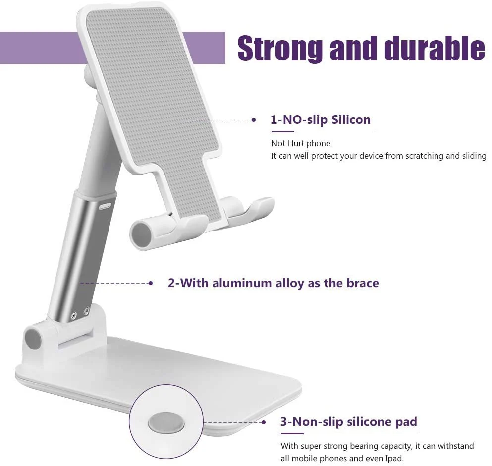 Adjustable Cell Phone Stand, Foldable Portable Phone Holder - Image 3