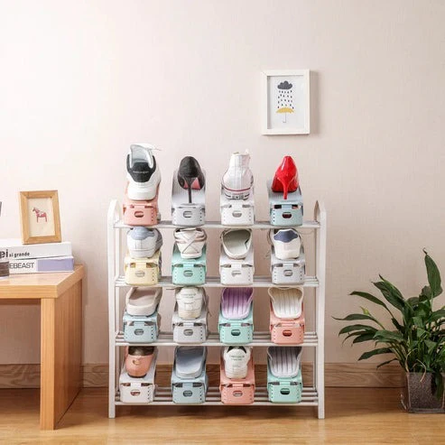 2 PCS Adjustable Double-layer Plastic Shoe Rack - Image 5