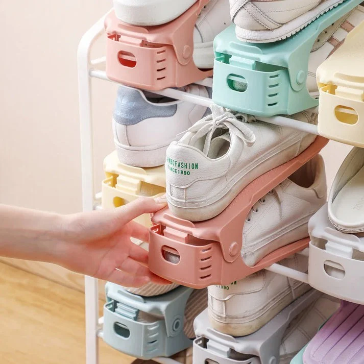 2 PCS Adjustable Double-layer Plastic Shoe Rack - Image 6