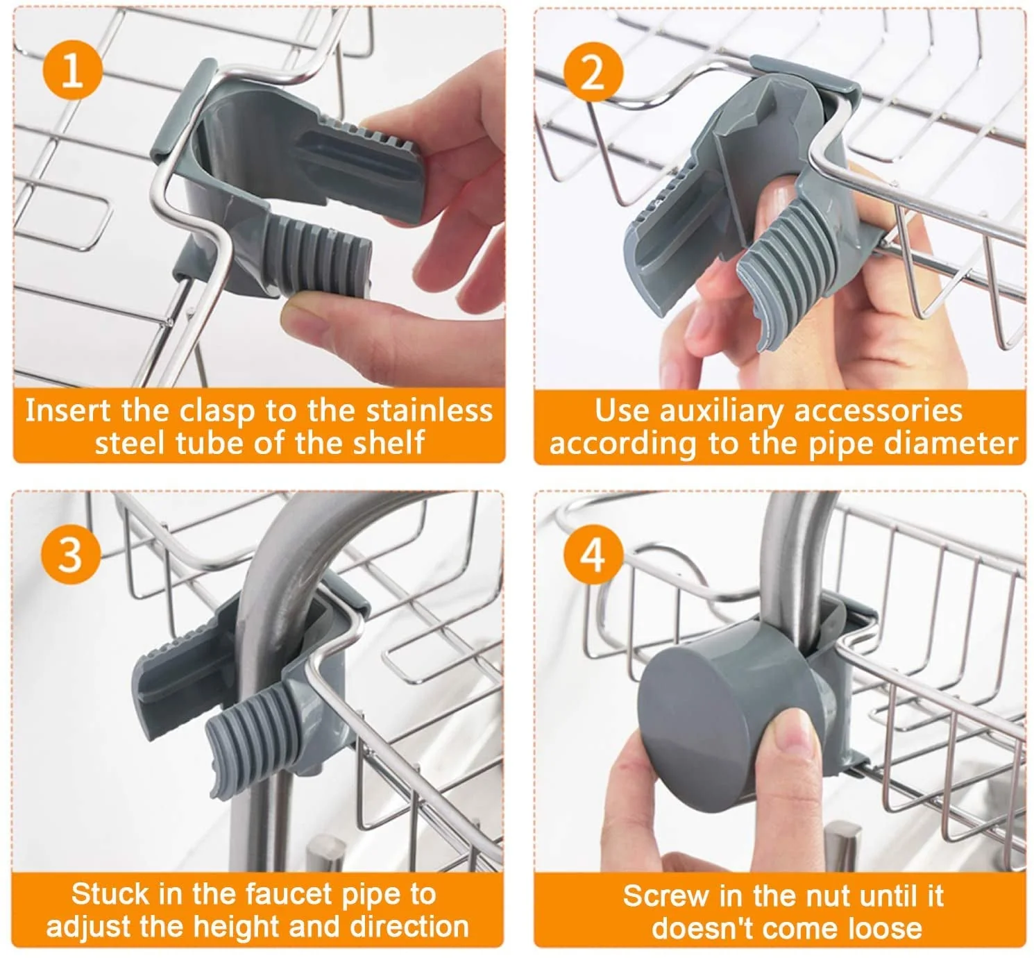 Adjustable Stainless Steel Sink Faucet Storage Rack Hanging Basket. - Image 4