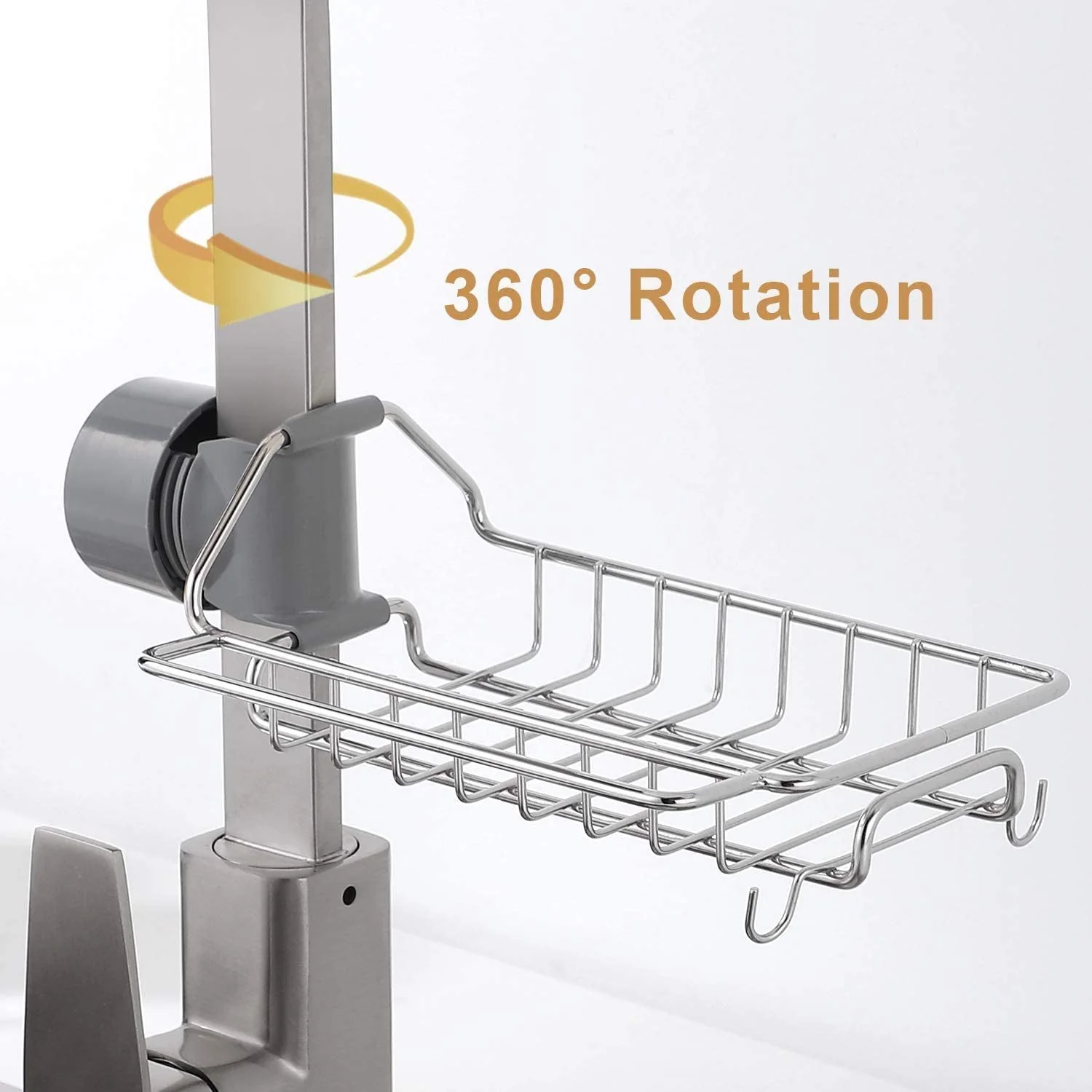 Adjustable Stainless Steel Sink Faucet Storage Rack Hanging Basket. - Image 6
