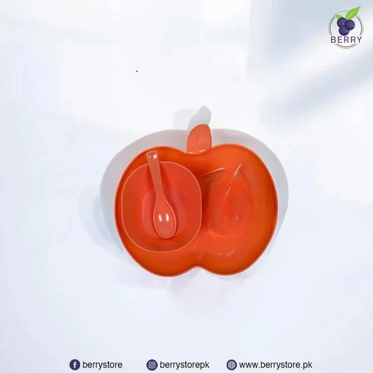 Apple Kids Set  Apple  Shape Plate, with Mini Bowl & Spoon Only - Image 3