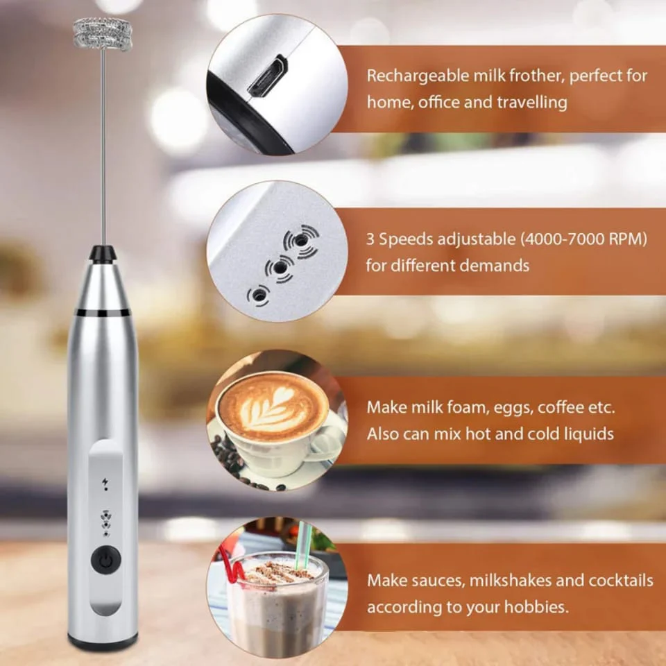 Automatic 2 in 1 USB Rechargeable Coffee Milk Stirring Handheld Multipurpose Beater - Image 2