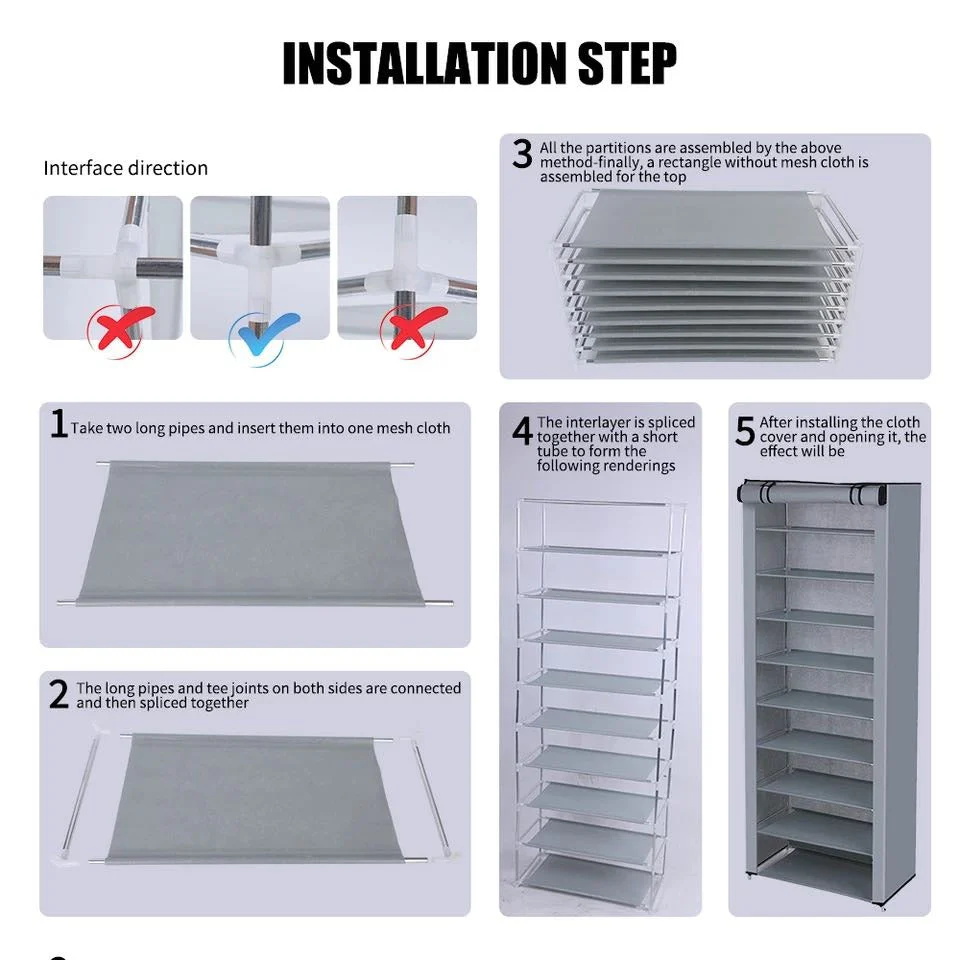 6-layer Cabinet Shoes Organizer With Dust Proof Cover - Image 5