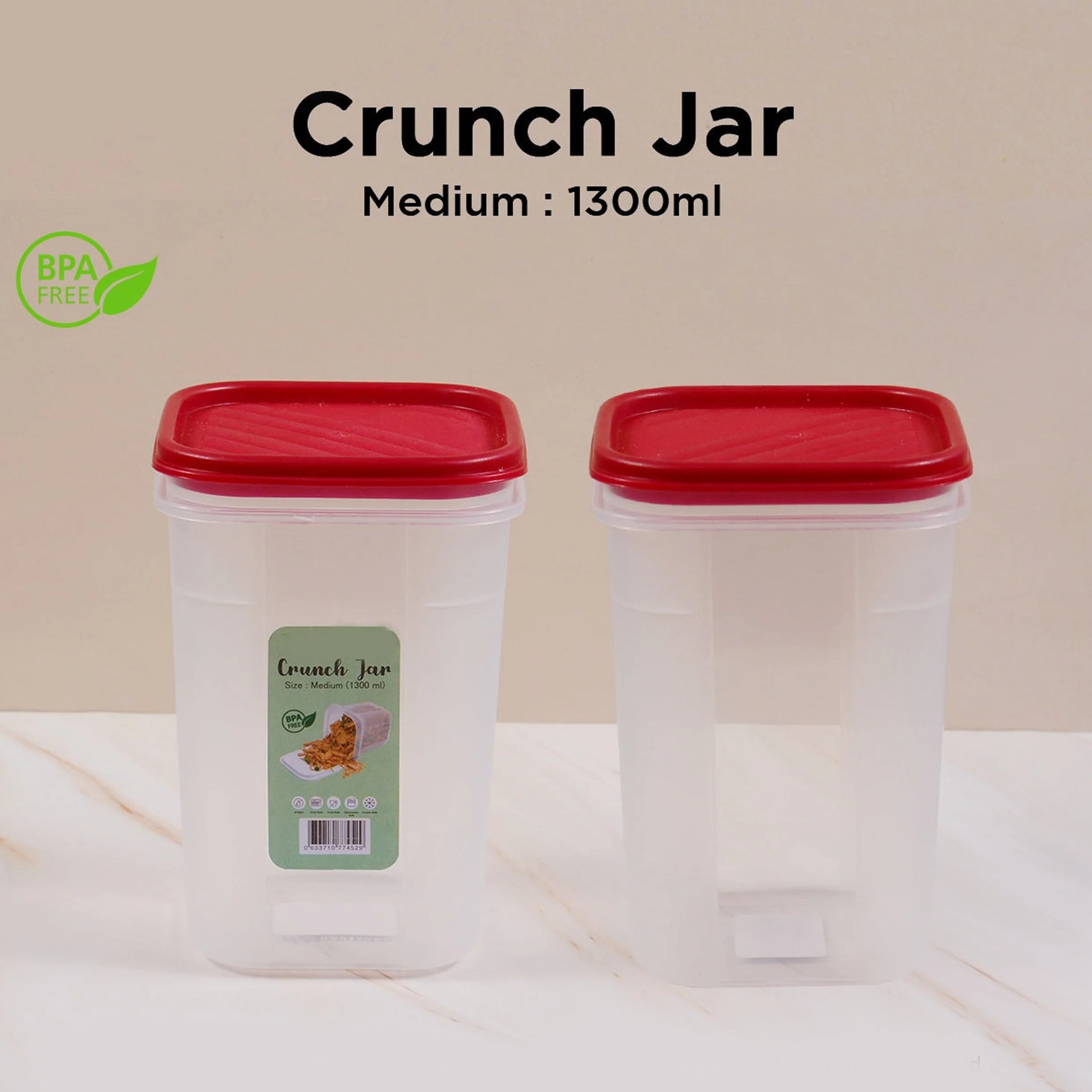 Multi-Purpose Air-Tight Crunch  Jar 1300ML - Image 3