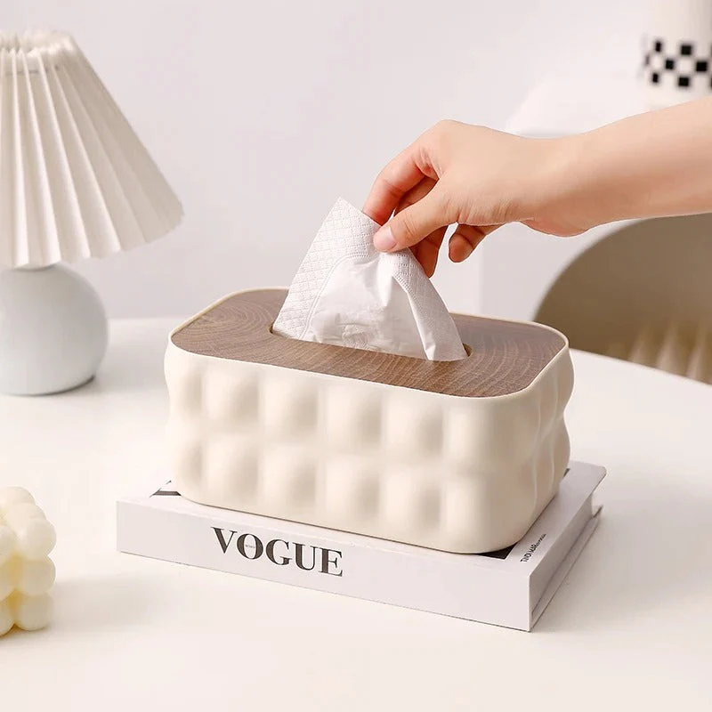 Creative Nordic Tissue Box with Wooden Lid