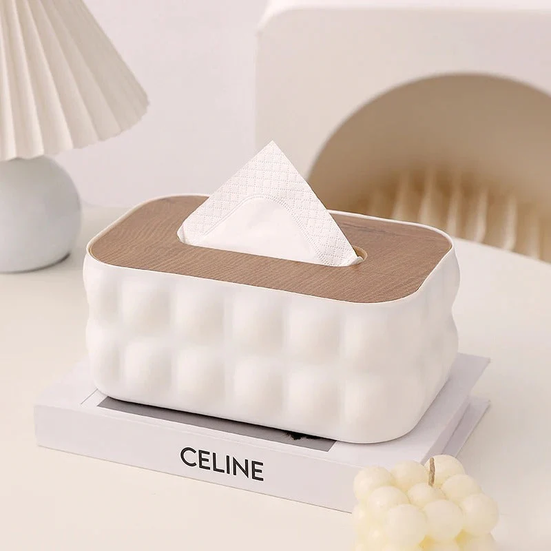 Creative Nordic Tissue Box with Wooden Lid - Image 2
