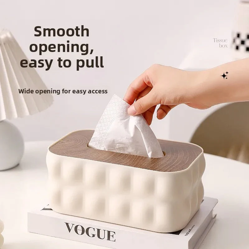 Creative Nordic Tissue Box with Wooden Lid - Image 3