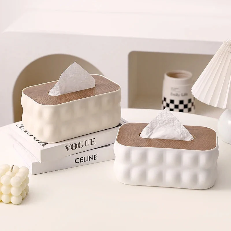 Creative Nordic Tissue Box with Wooden Lid - Image 4