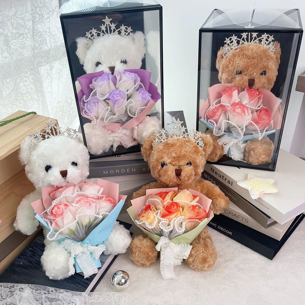 Creative Teddy Bear Floral Bouquet Gift Box - Image 2